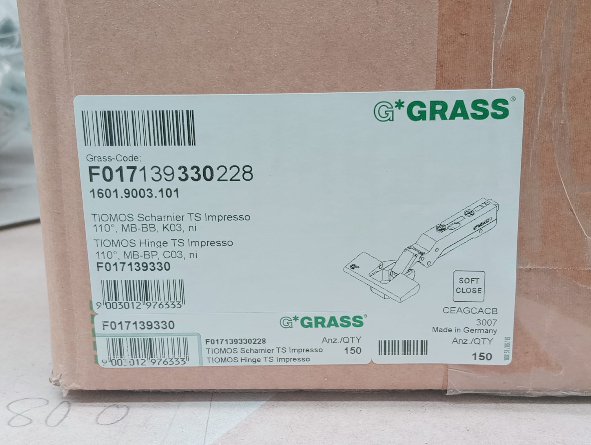 Grass TIOMOS boxed hinges