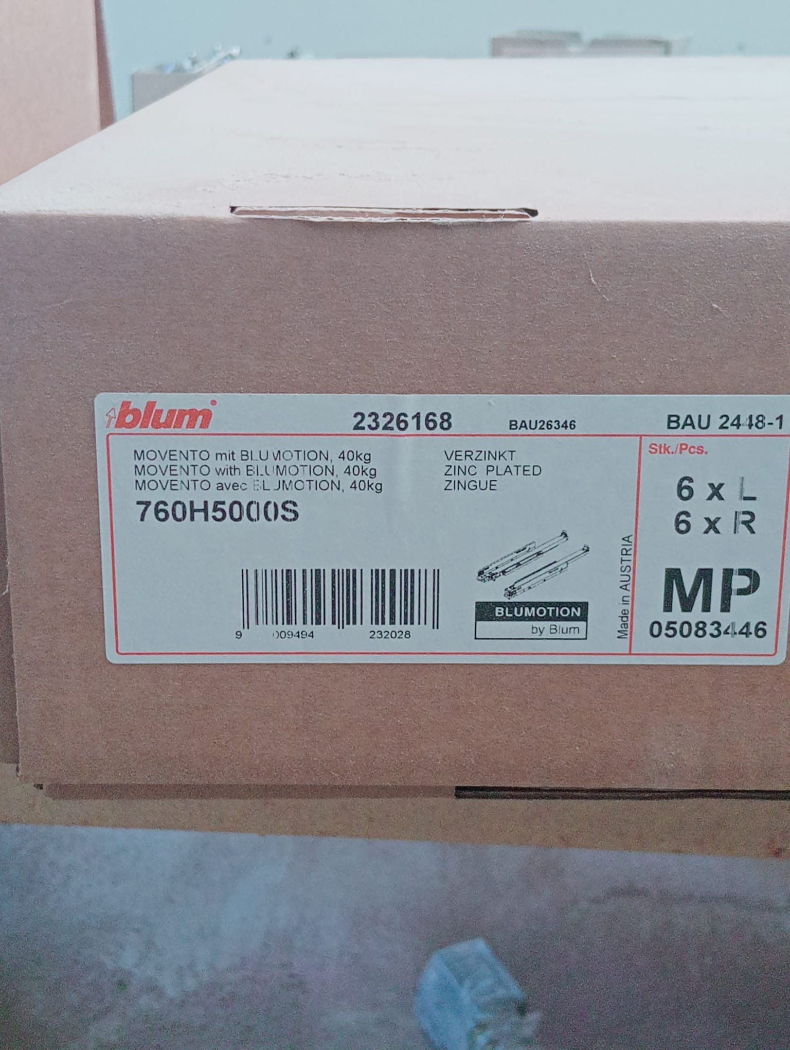 Blum MOVENTO runner stock